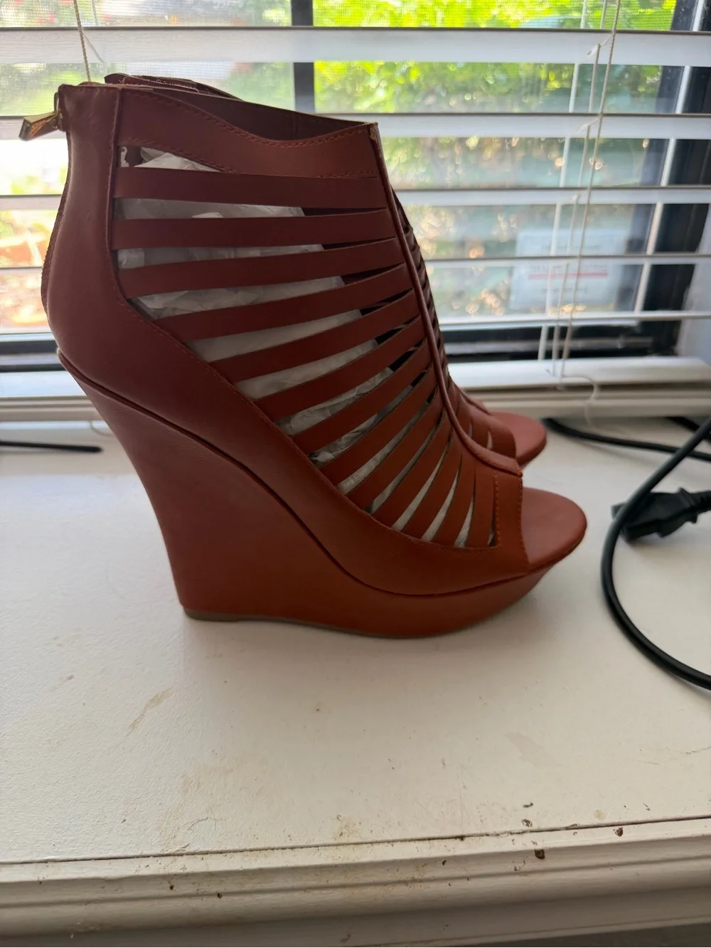 Women's Strappy Wedge Sandals - Rust
